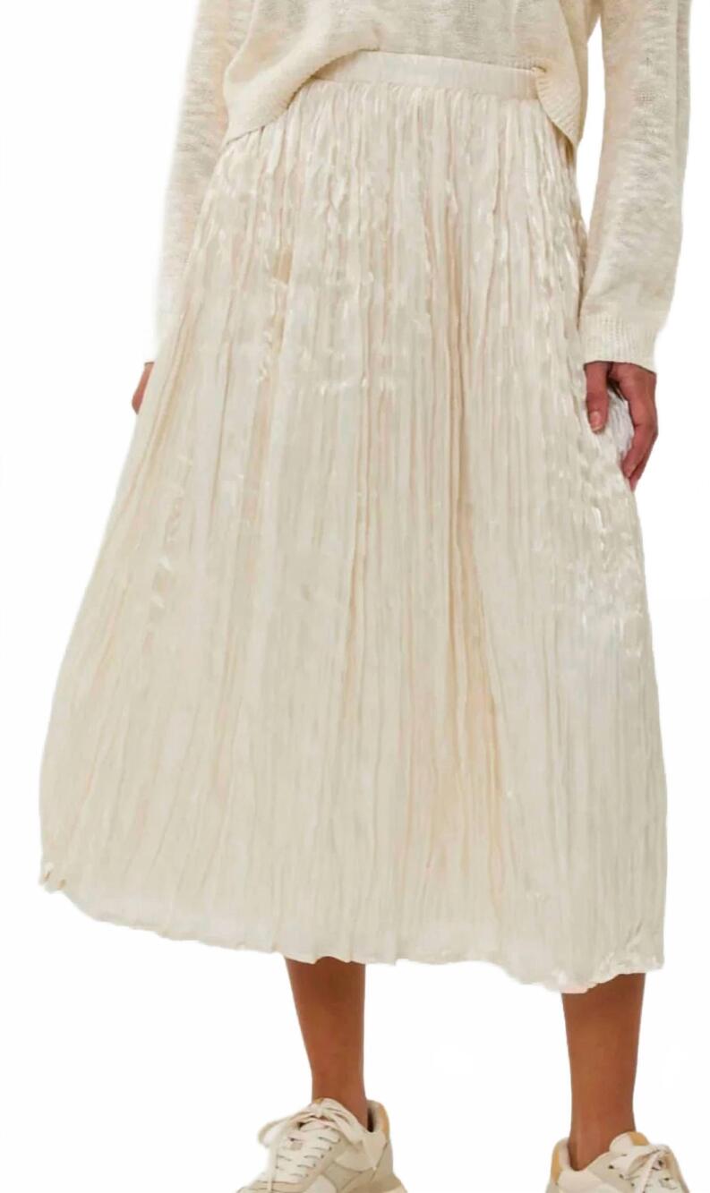 NEW ESQUALO women's changeant plisse skirt in off-white